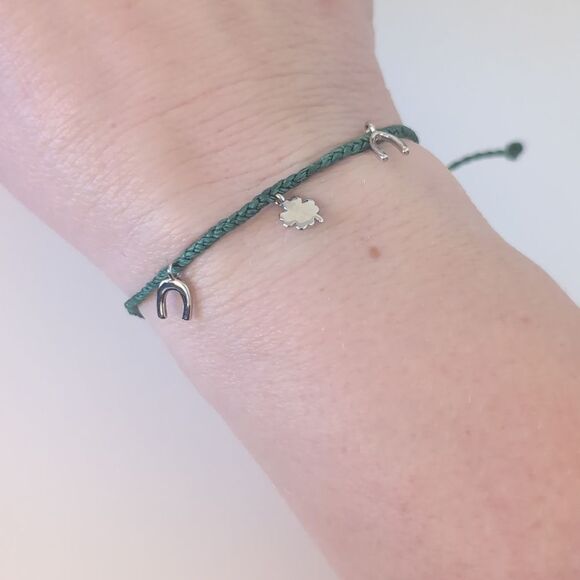 797 Pura Vida Green Charm Multi Strand Adjustable Slider Bracelet - Picture 1 of 4